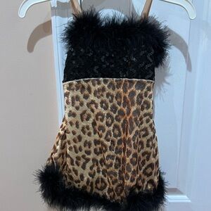 Leopard Print Dress with Black Sequin Top